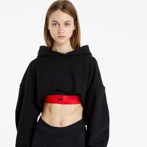 Reebox x Cardi Black Cropped Hoodie Sweatshirt Sweater small